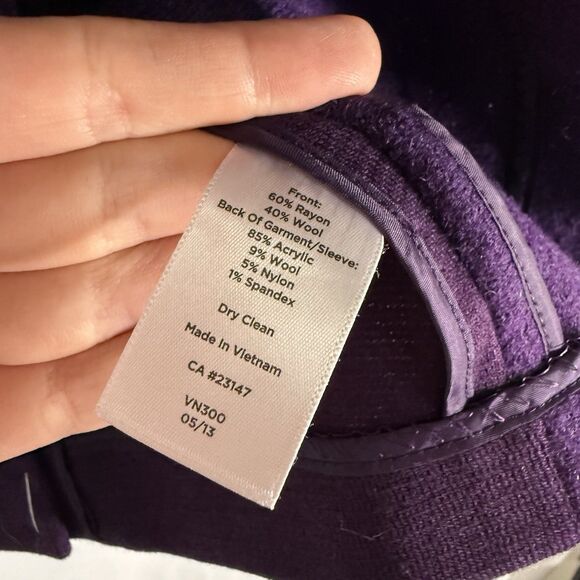 Talbots Blazer Women's 8P Solid Purple 2 Button Front Wool Blend Pockets - Picture 7 of 10